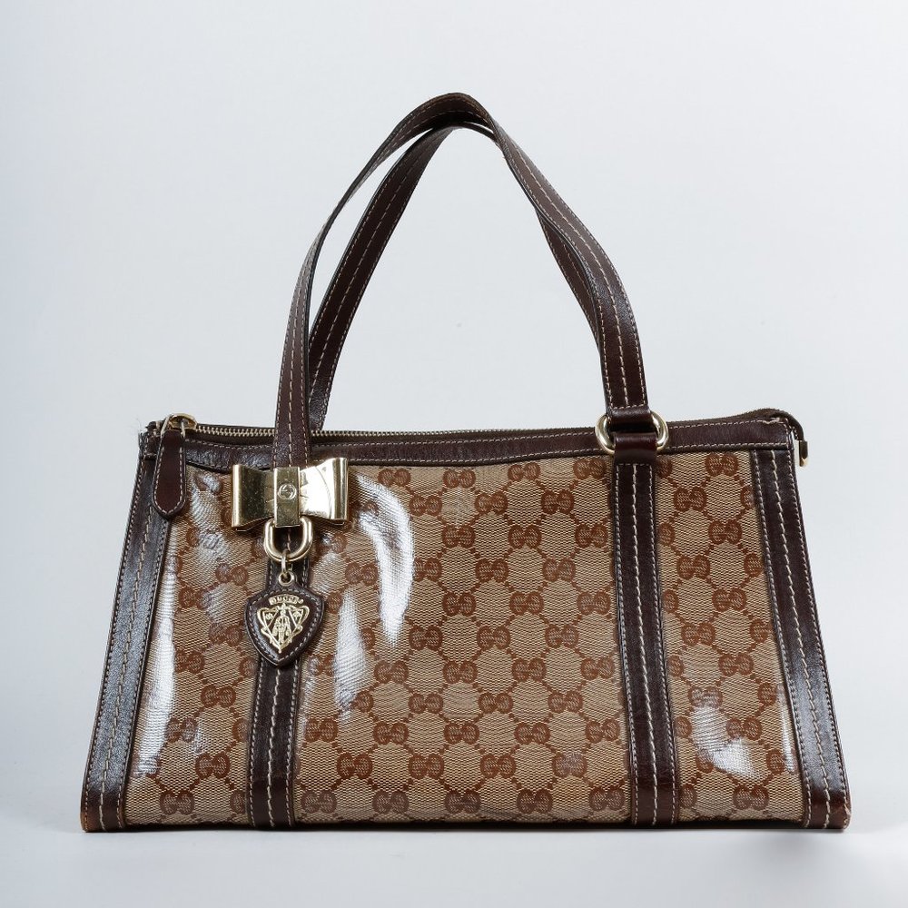 Gucci Beige Ebony GG Crystal Duchessa Tote